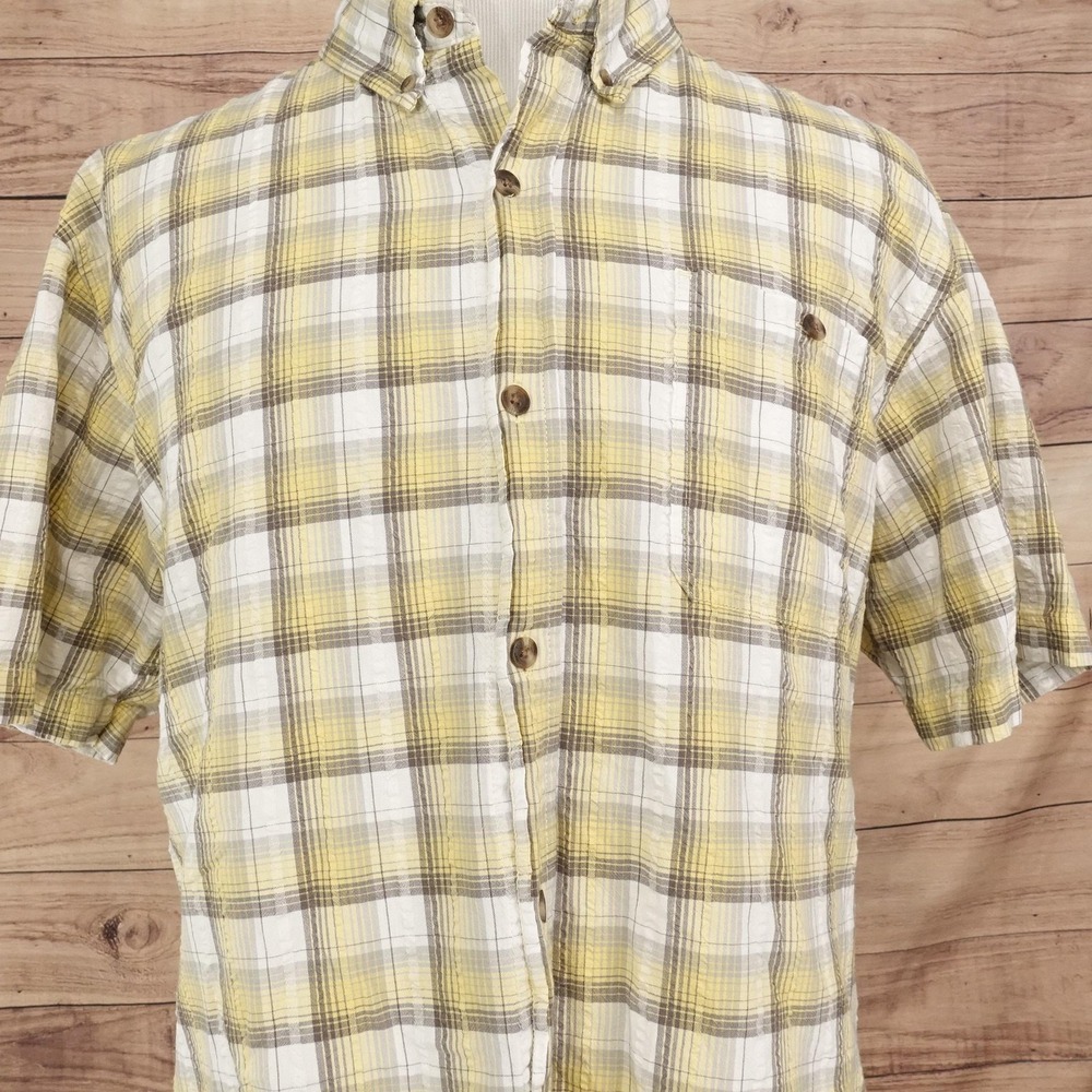 Hobbs Creek Shirt Mens 2XL Yellow Plaid Short Sleeve Button-Up Cotton Pocket